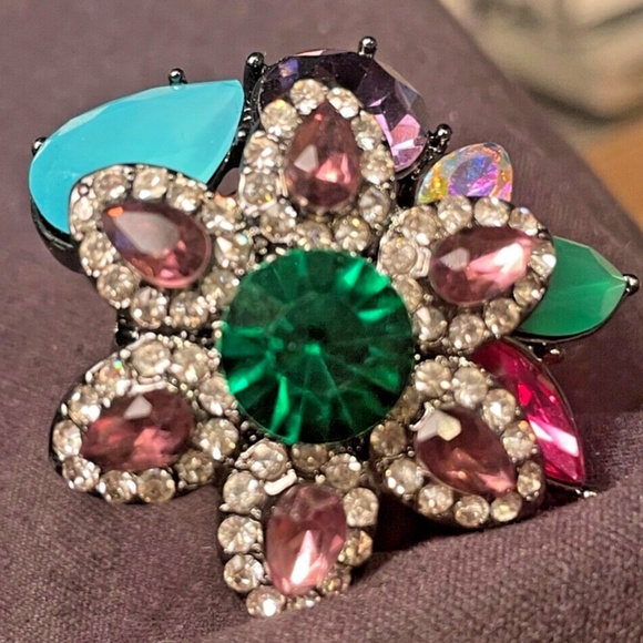Erickson Beamon Rocks Crystal Arcade Brights Flower Ring size 6 #205211472479 - Picture 6 of 6